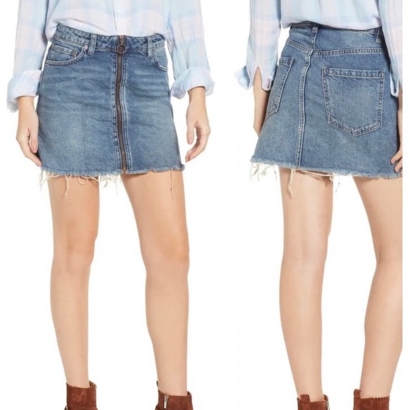 Free People Dresses & Skirts - Free People Zip it Up Denim Mini Skirt in Copper Blue